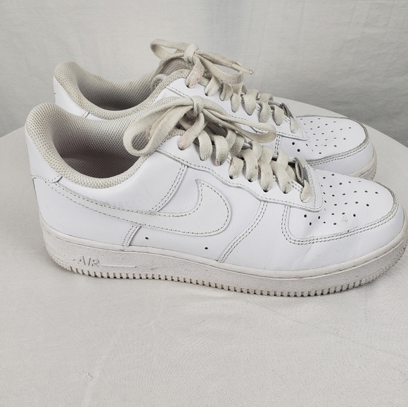 Nike Air Force One's White Leather Shoes Sz 8 - Picture 5 of 8